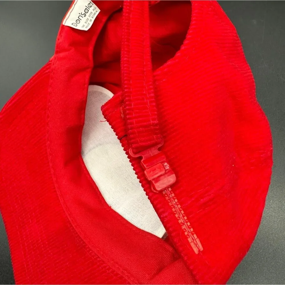 Vintage Buck Knives Hat Red Corduroy Adjustable Trucker Cap Made In Korea Retro - Picture 10 of 10